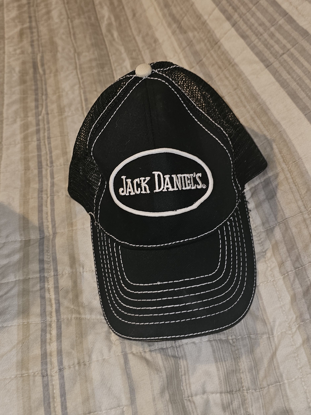 Jack Daniels Black Hat with White Stitching